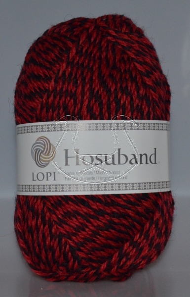 Islandwolle Hosuband - S 09 Rot/Schwarz