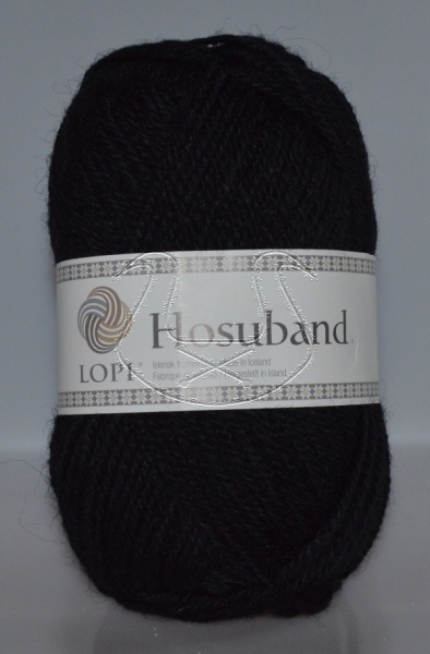 Islandwolle Hosuband - S 08 Schwarz