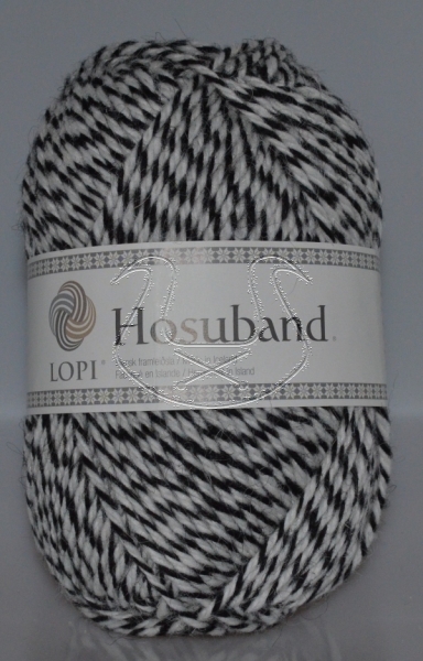 Islandwolle Hosuband - S 01 Hellgrau/Schwarz